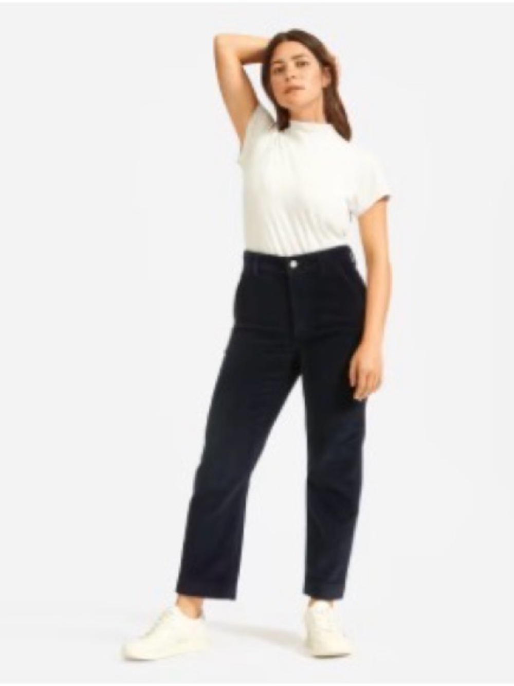 Everlane The Corduroy Straight Leg Crop High Waist Pant Navy Size 0-2 Small
